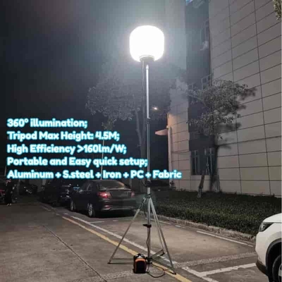روشنایی 360 درجه 60 وات 100 وات 120 وات 320 وات چراغ LED بدون تابش خیره کننده بر روی سه پایه برای سایت های ساختمانی