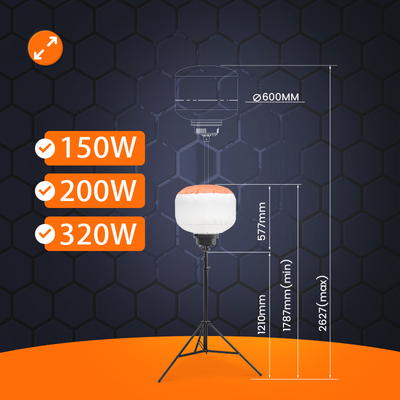 باتری کار می کند بالون های LED قابل استفاده مجدد 200W 320W برج نورپردازی تلفن همراه برای رویدادهای بیرونی