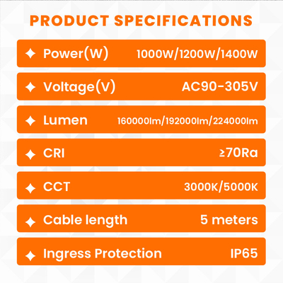 1000W ساختمان محل کار LED باد 360 درجه بادکنک نور IP65 روشنایی بالا