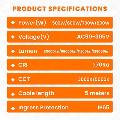 500W-1400W چراغ بالون LED IP65 50000Hrs 360° پوشش همه جانبه